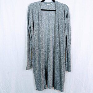 Gap Gray & White Ribbed Long Cardigan Sweater Size XS
